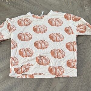 kate quinn Cream Long Sleeve Top with Rust Pumpkin Print